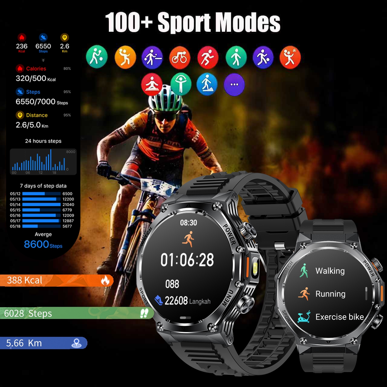 Tactical Style Smart Watch LED - Sports Equipment In French incelemesi ve fiyatı